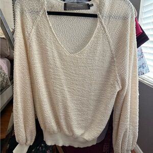CoffeeShop Cream V-Neck Sweater